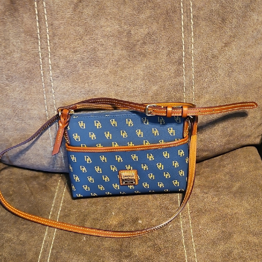 Dooney & Bourke Navy and Tan Crossbody Bag